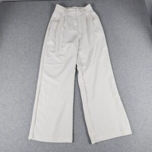 FUNYYZO Trousers‎ Pants Womens XS White High Waist Pleated Wide Leg Professional